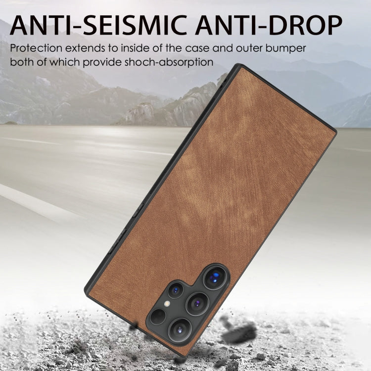 For Samsung Galaxy S25 Ultra 5G Vintage Leather PC Back Cover Phone Case(Brown) - Galaxy S25 Ultra 5G Cases by PMC Jewellery | Online Shopping South Africa | PMC Jewellery | Buy Now Pay Later Mobicred