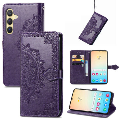 For Samsung Galaxy S25+ 5G Mandala Flower Embossed Leather Phone Case(Purple) - Galaxy S25+ 5G Cases by PMC Jewellery | Online Shopping South Africa | PMC Jewellery | Buy Now Pay Later Mobicred