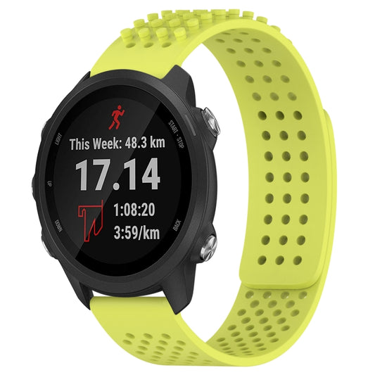For Garmin Forerunner 245 20mm Holes Breathable 3D Dots Silicone Watch Band(Lime Green) - Watch Bands by PMC Jewellery | Online Shopping South Africa | PMC Jewellery