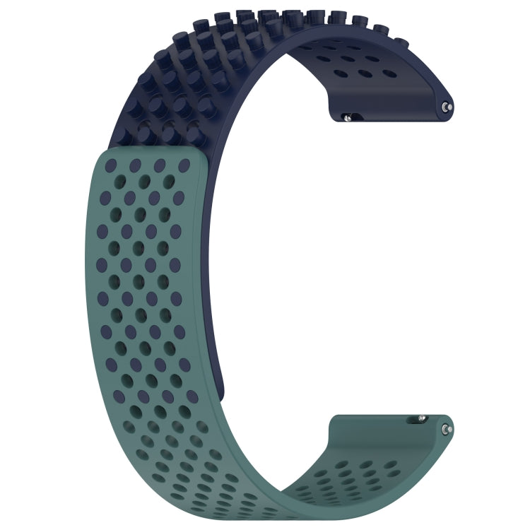 For Xiaomi Watch S2 46mm 22mm Holes Breathable 3D Dots Silicone Watch Band(Midnight Blue+Olive Green) - Watch Bands by PMC Jewellery | Online Shopping South Africa | PMC Jewellery