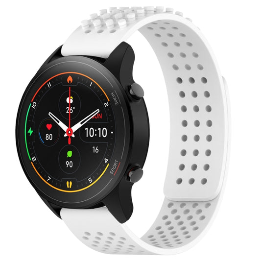 For Xiaomi MI Watch S1 Pro 22mm Holes Breathable 3D Dots Silicone Watch Band(White) - Watch Bands by PMC Jewellery | Online Shopping South Africa | PMC Jewellery