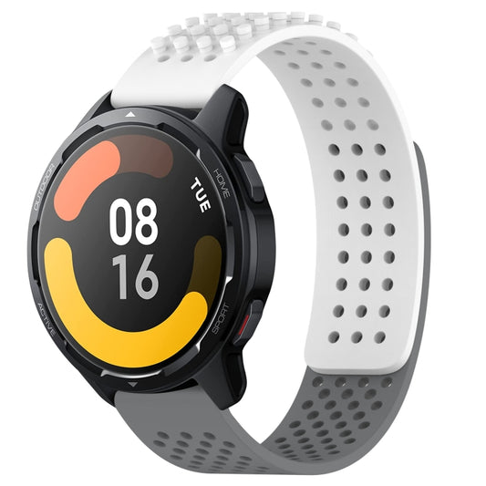 For Xiaomi Watch S1 Active 22mm Holes Breathable 3D Dots Silicone Watch Band(White+Grey) - Watch Bands by PMC Jewellery | Online Shopping South Africa | PMC Jewellery