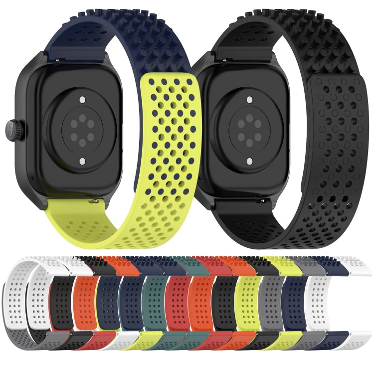 For Xiaomi MI Watch Sport 22mm Holes Breathable 3D Dots Silicone Watch Band(White+Black) - Watch Bands by PMC Jewellery | Online Shopping South Africa | PMC Jewellery