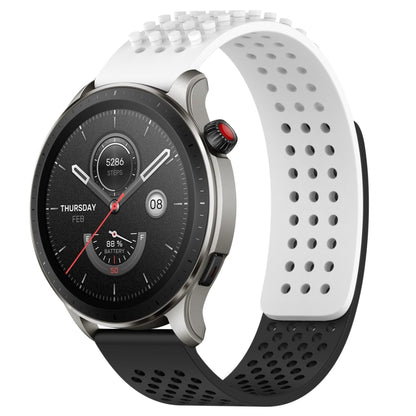 For Amazfit GTR 4 22mm Holes Breathable 3D Dots Silicone Watch Band(White+Black) - Watch Bands by PMC Jewellery | Online Shopping South Africa | PMC Jewellery