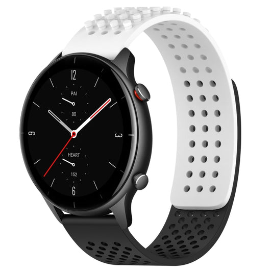 For Amazfit GTR 2e 22mm Holes Breathable 3D Dots Silicone Watch Band(White+Black) - Watch Bands by PMC Jewellery | Online Shopping South Africa | PMC Jewellery