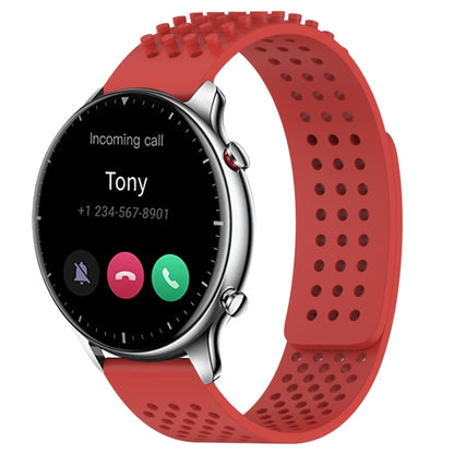 For Amazfit GTR 2 22mm Holes Breathable 3D Dots Silicone Watch Band(Red) - Watch Bands by PMC Jewellery | Online Shopping South Africa | PMC Jewellery