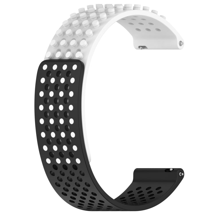 For Garmin Forerunner 265 22mm Holes Breathable 3D Dots Silicone Watch Band(White+Black) - Watch Bands by PMC Jewellery | Online Shopping South Africa | PMC Jewellery