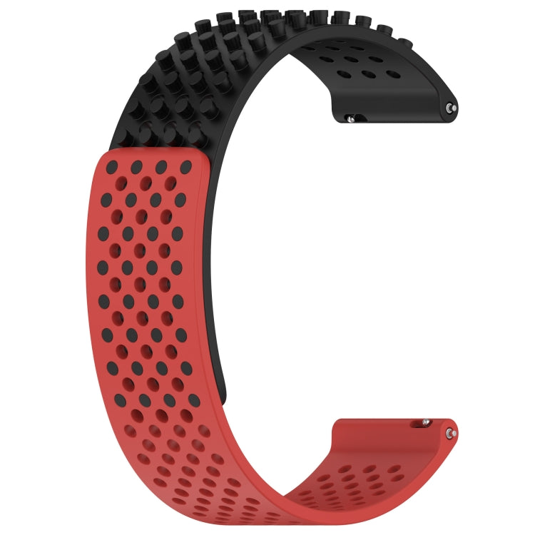 For Garmin Forerunner 265 22mm Holes Breathable 3D Dots Silicone Watch Band(Black+Red) - Watch Bands by PMC Jewellery | Online Shopping South Africa | PMC Jewellery