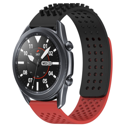 For Samsung Galaxy Watch3 45mm 22mm Holes Breathable 3D Dots Silicone Watch Band(Black+Red) - Watch Bands by PMC Jewellery | Online Shopping South Africa | PMC Jewellery