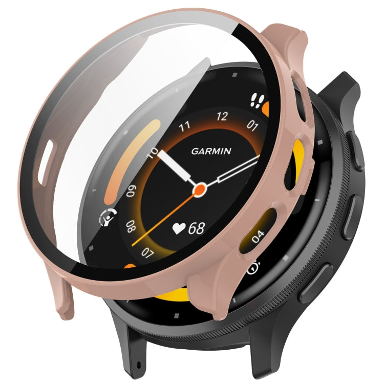 For Garmin Venu 3 PC + Tempered Film Integrated Watch Protective Case(Pink) - Watch Cases by PMC TechLife | Online Shopping South Africa | PMC TechLife | Buy Now Pay Later Mobicred