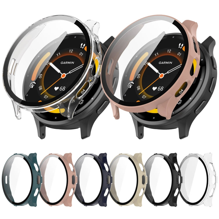 For Garmin Venu 3S PC + Tempered Film Integrated Watch Protective Case(Green) - Watch Cases by PMC TechLife | Online Shopping South Africa | PMC TechLife | Buy Now Pay Later Mobicred