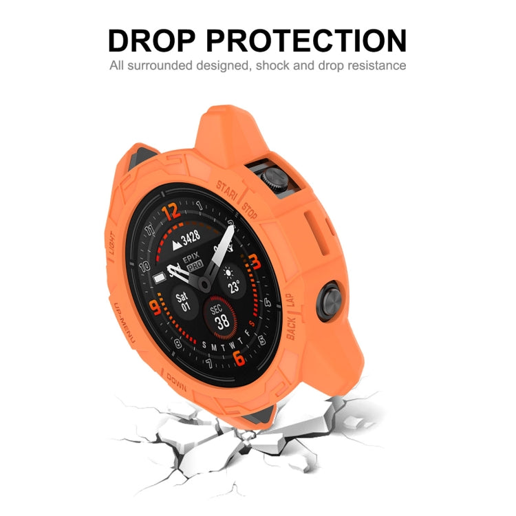 For Garmin Epix Pro 47mm / Fenix 7 / 7 Pro ENKAY Hat-Prince TPU Armor Designed Watch Protective Case(Orange) - Watch Cases by ENKAY | Online Shopping South Africa | PMC Jewellery | Buy Now Pay Later Mobicred