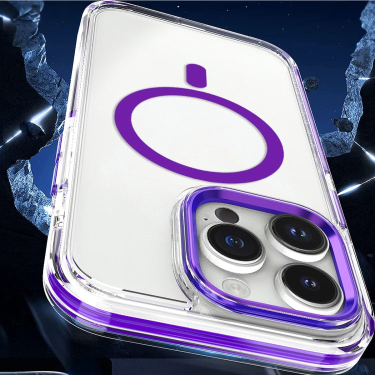 For iPhone 15 Plus Dual-color MagSafe TPU Hybrid Clear PC Shockproof Phone Case(Purple) - iPhone 15 Plus Cases by PMC Jewellery | Online Shopping South Africa | PMC Jewellery