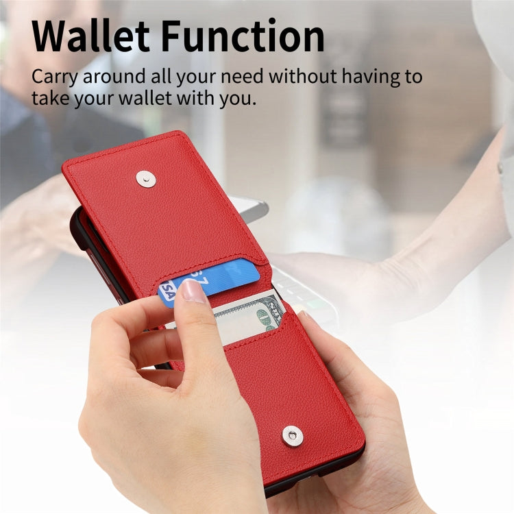 For OPPO Find N3 Flip Litchi PU Ring Holder Wallet Phone Case(Red) - Find N3 Flip Cases by PMC TechLife | Online Shopping South Africa | PMC TechLife