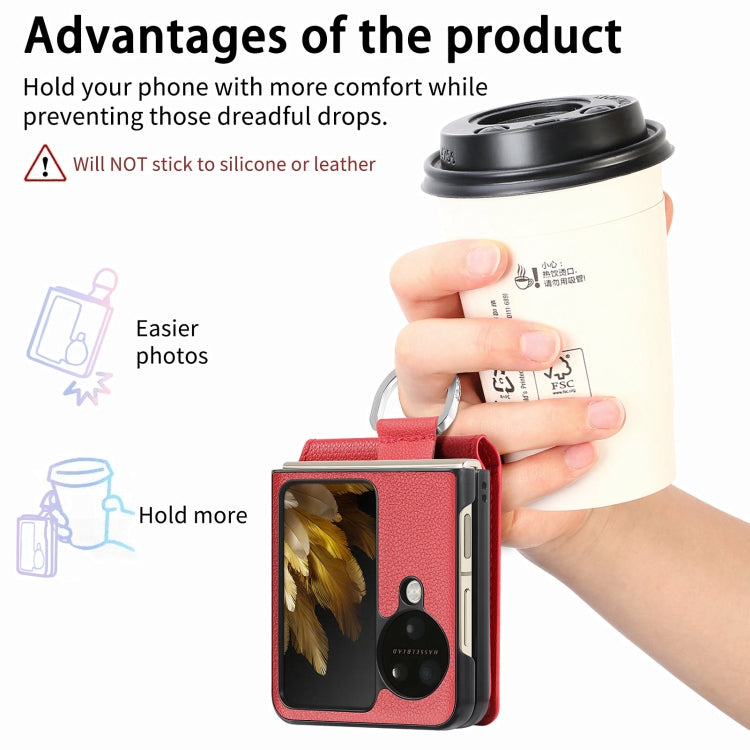 For OPPO Find N3 Flip Litchi PU Ring Holder Wallet Phone Case(Red) - Find N3 Flip Cases by PMC TechLife | Online Shopping South Africa | PMC TechLife