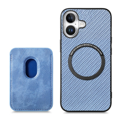 For iPhone 16 Plus Carbon Fiber Leather Card Magsafe Phone Case(Blue) - iPhone 16 Plus Cases by PMC Jewellery | Online Shopping South Africa | PMC Jewellery | Buy Now Pay Later Mobicred