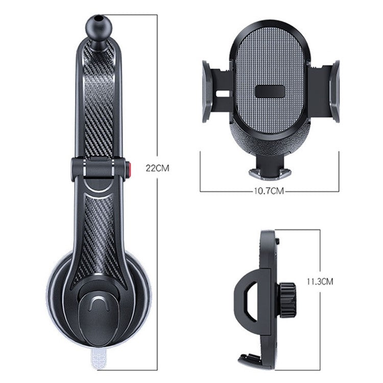 ES33 Car Mobile Phone Holder Bracket Carbon Fiber 360 Degree Rotation Suction Cup Mount(Red) - Car Holders by PMC Jewellery | Online Shopping South Africa | PMC Jewellery | Buy Now Pay Later Mobicred