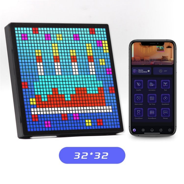 ID32 Advertising Desktop Dynamic Alarm Clock Pixel Screen Display IDM Art Cyberpunk Style Cartoon Screen - LED Billboard by PMC Jewellery | Online Shopping South Africa | PMC Jewellery | Buy Now Pay Later Mobicred