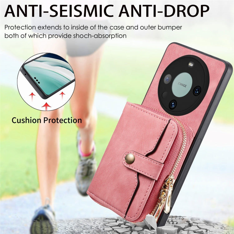 For Huawei Mate 60 Pro Crossbody Multi-function Zipper Wallet Phone Case(Pink) - Huawei Cases by PMC TechLife | Online Shopping South Africa | PMC TechLife | Buy Now Pay Later Mobicred