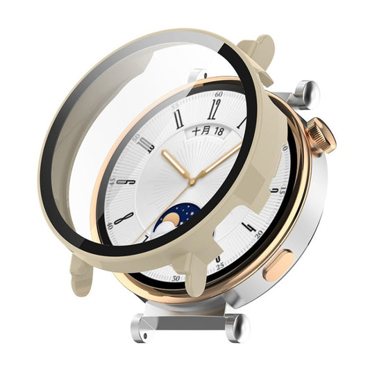 For Huawei Watch GT 4 46mm ENKAY Hat-Prince Full Coverage PC + Tempered Film Integrated Watch Protective Case(Ivory White) - Watch Cases by ENKAY | Online Shopping South Africa | PMC Jewellery | Buy Now Pay Later Mobicred