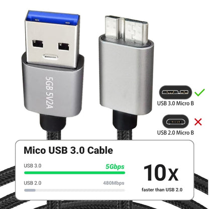 JUNSUNMAY USB 3.0 Male to Micro-B Cord Cable Compatible with Samsung Camera Hard Drive, Length:0.3m - USB Cable by JUNSUNMAY | Online Shopping South Africa | PMC Jewellery | Buy Now Pay Later Mobicred