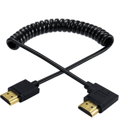 JUNSUNMAY 4K 60Hz HDMI Male to Male HDMI 2.0V Elbow Head Spring Cable, Length:1.2m(Down) - Cable by JUNSUNMAY | Online Shopping South Africa | PMC Jewellery | Buy Now Pay Later Mobicred