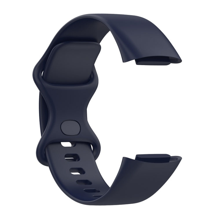 For Fitbit Charge 6 Solid Color Butterfly Buckle Silicone Watch Band, Size:L Size(Dark Blue) - free shipping - PMC TechLife - Order now!