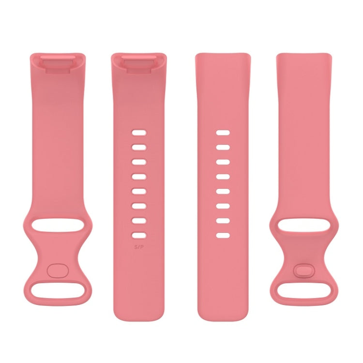 For Fitbit Charge 6 Solid Color Butterfly Buckle Silicone Watch Band, Size:S Size(Pink) - Watch Bands by PMC Jewellery | Online Shopping South Africa | PMC Jewellery | Buy Now Pay Later Mobicred