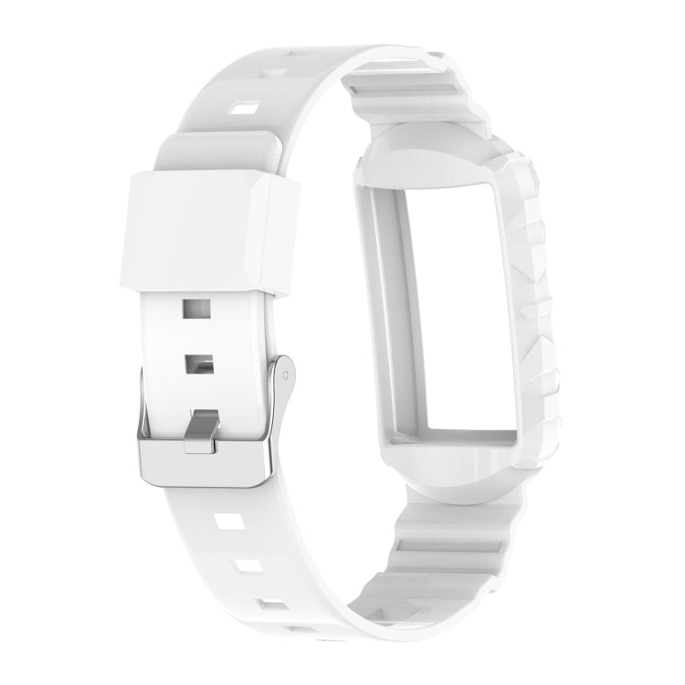 For Fitbit Charge 6 / 5 / 4 / 3 Armor Integrated TPU Watch Band(White) - Watch Bands by PMC Jewellery | Online Shopping South Africa | PMC Jewellery | Buy Now Pay Later Mobicred