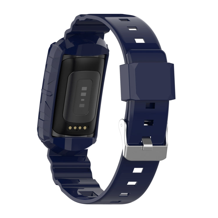 For Fitbit Charge 6 / 5 / 4 / 3 Armor Integrated TPU Watch Band(Navy Blue) - Watch Bands by PMC Jewellery | Online Shopping South Africa | PMC Jewellery | Buy Now Pay Later Mobicred