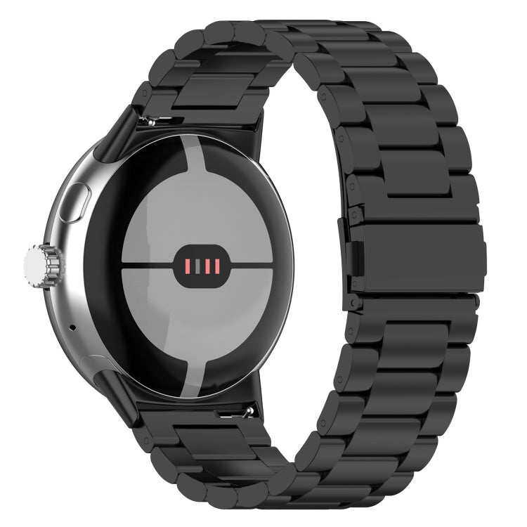 For Google Pixel Watch 2 Three Bead Stainless Steel Metal Watch Band(Black) - free shipping - PMC TechLife - Order now!