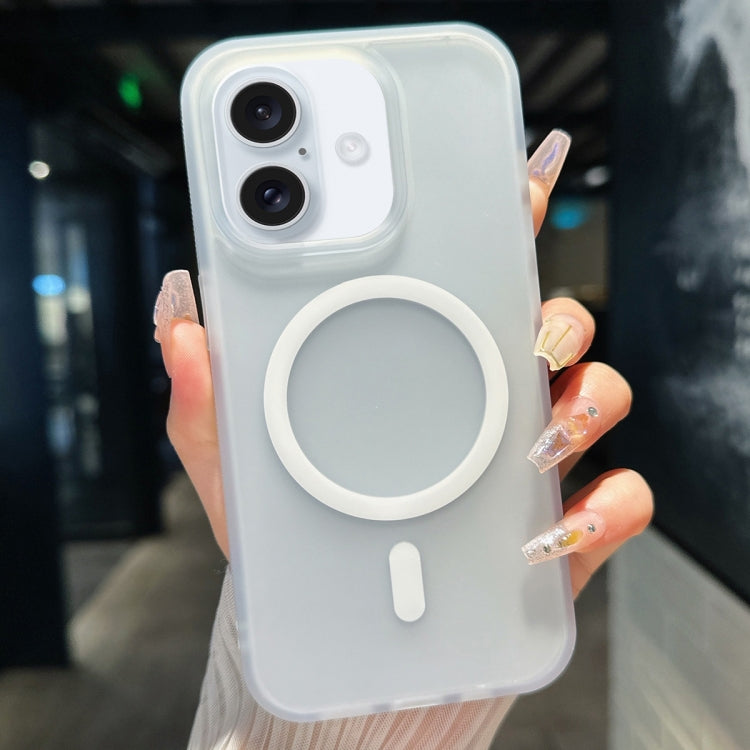 For iPhone 16 Transparent TPU Hybrid PC Magsafe Phone Case(White) - iPhone 16 Cases by PMC TechLife | Online Shopping South Africa | PMC TechLife | Buy Now Pay Later Mobicred