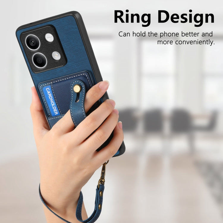For Xiaomi Redmi Note 13 Retro Cross Wristband Wallet Leather Back Phone Case(Blue) - Xiaomi Cases by PMC TechLife | Online Shopping South Africa | PMC TechLife | Buy Now Pay Later Mobicred
