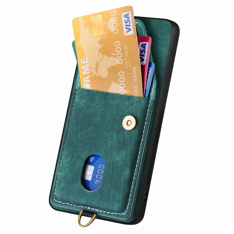 For Xiaomi 13T / 13T Pro Retro Card Wallet Fold Leather Phone Case with Strap(Green) - Xiaomi Cases by PMC TechLife | Online Shopping South Africa | PMC TechLife | Buy Now Pay Later Mobicred