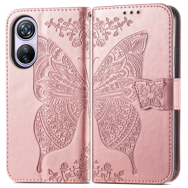 For Blackview A200 Pro Butterfly Love Flower Embossed Leather Phone Case(Rose Gold) - More Brand by PMC Jewellery | Online Shopping South Africa | PMC Jewellery