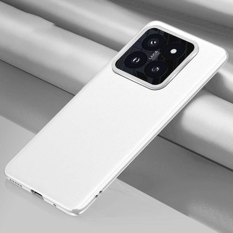 For Xiaomi 14 Plain-leather All-inclusive Shockproof Phone Case(White) - free shipping - PMC TechLife - Order now!