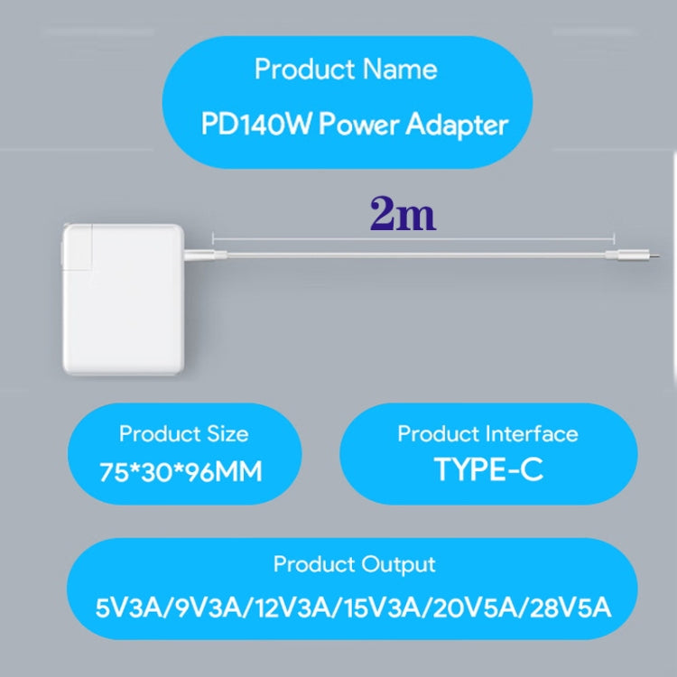PD3.1 140W USB-C PD Laptop Power Adapter + 2m 5A USB-C to USB-C Data Cable AU Plug - Cable & Adapter by PMC Jewellery | Online Shopping South Africa | PMC Jewellery | Buy Now Pay Later Mobicred