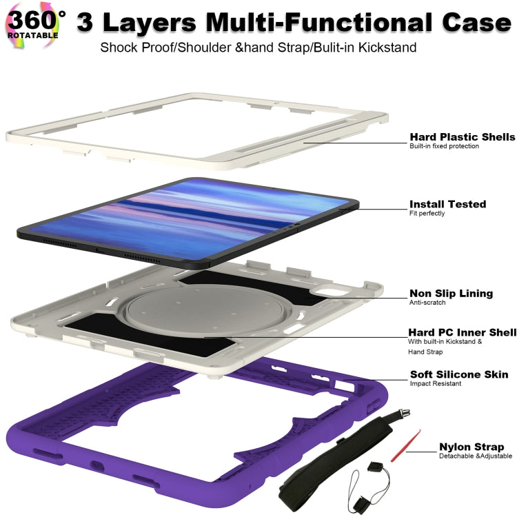 For iPad Air 11 2024 Silicone Hybrid PC Shockproof Tablet Case with Shoulder Strap(Catharanthus Roseus) - iPad Air 11 2024 Cases by PMC TechLife | Online Shopping South Africa | PMC TechLife | Buy Now Pay Later Mobicred