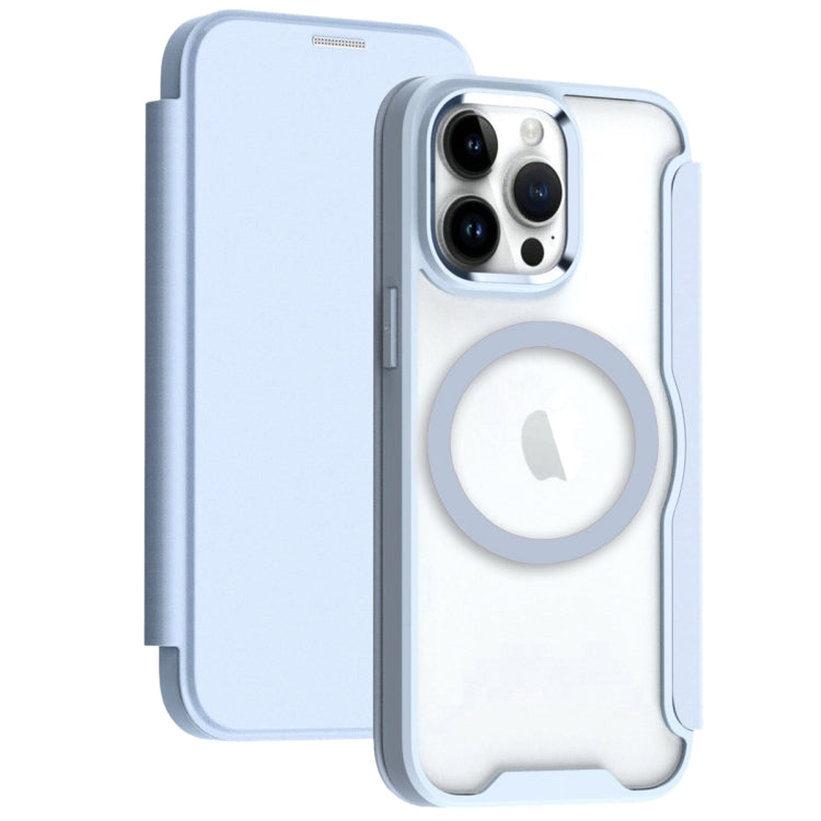 For iPhone 13 Pro Max MagSafe RFID Blocking Adsorption Flip Leather Phone Case(Blue) - iPhone 13 Pro Max Cases by PMC TechLife | Online Shopping South Africa | PMC TechLife