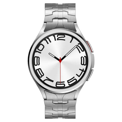 For Samsung Galaxy Watch6 Classic 43 / 47mm Lron Man Curved Connection Stainless Steel Watch Band(Silver) - Watch Bands by PMC Jewellery | Online Shopping South Africa | PMC Jewellery