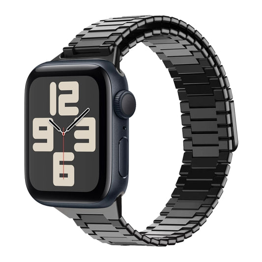 For Apple Watch SE 2023 44mm Bamboo Magnetic Stainless Steel Metal Watch Strap(Black) - Watch Bands by PMC Jewellery | Online Shopping South Africa | PMC Jewellery