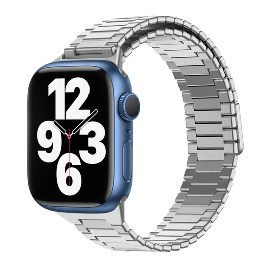 For Apple Watch Series 7 45mm Bamboo Magnetic Stainless Steel Metal Watch Strap(Silver) - Watch Bands by PMC Jewellery | Online Shopping South Africa | PMC Jewellery