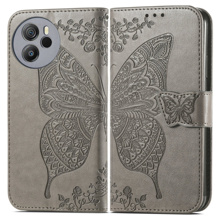 For Blackview Shark 8 Butterfly Love Flower Embossed Leather Phone Case(Gray) - More Brand by PMC Jewellery | Online Shopping South Africa | PMC Jewellery | Buy Now Pay Later Mobicred