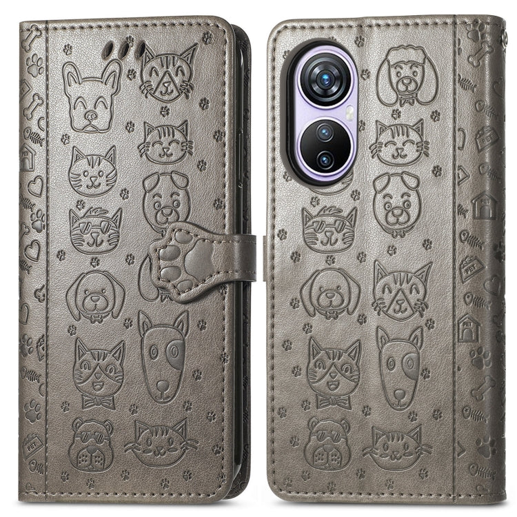 For Blackview A200 Pro Cat and Dog Embossed Leather Phone Case(Grey) - More Brand by PMC Jewellery | Online Shopping South Africa | PMC Jewellery