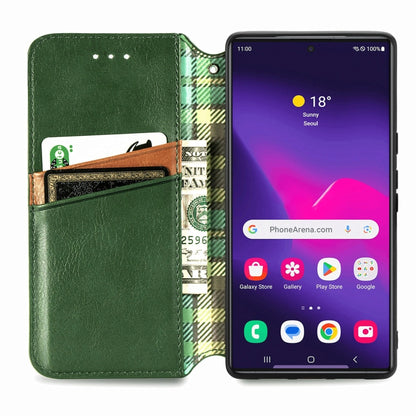 For Samsung Galaxy S25 Ultra 5G Cubic Grid Pressed Magnetic Leather Phone Case(Green) - Galaxy S25 Ultra 5G Cases by PMC Jewellery | Online Shopping South Africa | PMC Jewellery | Buy Now Pay Later Mobicred