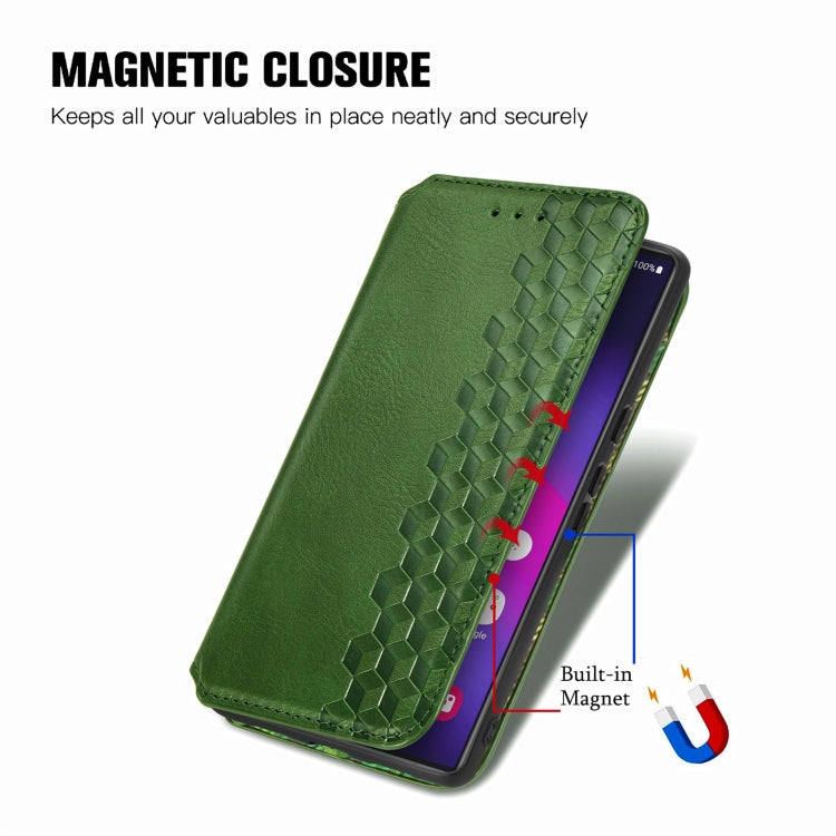 For Samsung Galaxy S25 Ultra 5G Cubic Grid Pressed Magnetic Leather Phone Case(Green) - Galaxy S25 Ultra 5G Cases by PMC Jewellery | Online Shopping South Africa | PMC Jewellery | Buy Now Pay Later Mobicred