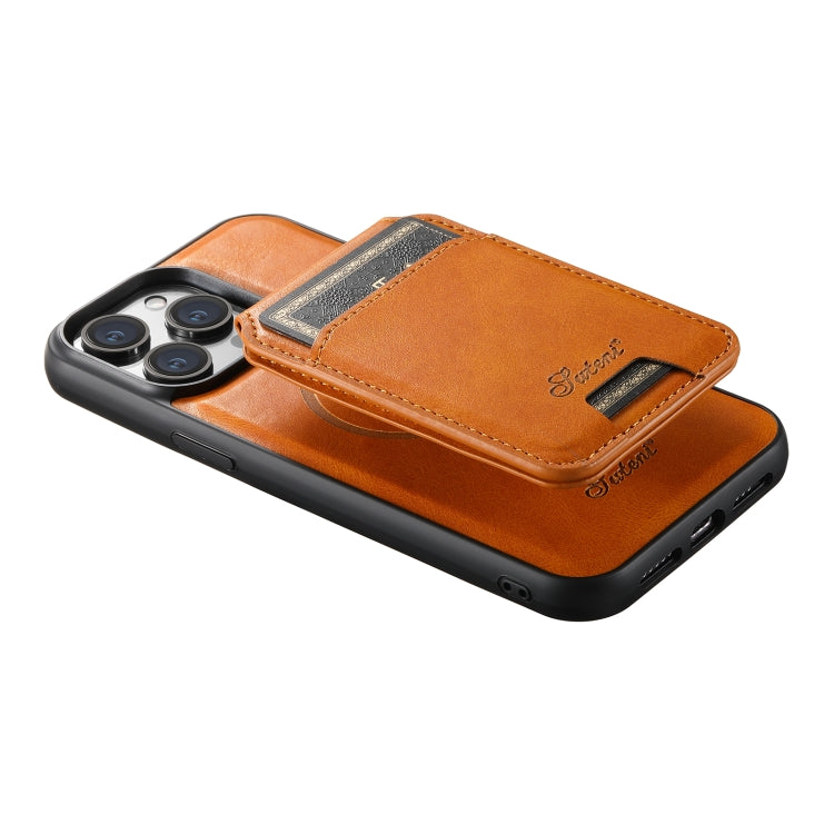 For iPhone 15 Pro Max Suteni H15 MagSafe Oil Eax Leather Detachable Wallet Back Phone Case(Khaki) - free shipping - PMC Jewellery - Order now!