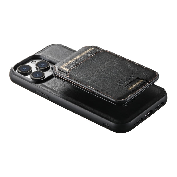 For iPhone 13 Pro Max Suteni H15 MagSafe Oil Eax Leather Detachable Wallet Back Phone Case(Black) - iPhone 13 Pro Max Cases by Suteni | Online Shopping South Africa | PMC Jewellery
