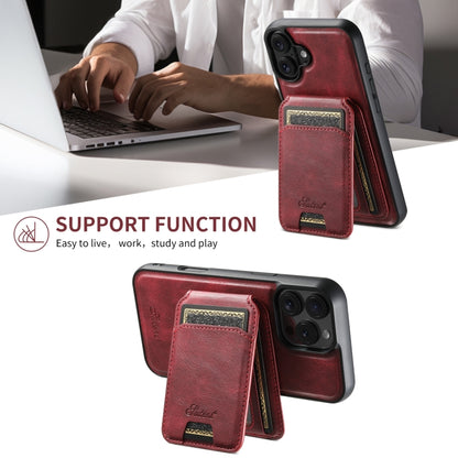 For iPhone 16 Pro Suteni H15 MagSafe Oil Eax Leather Detachable Wallet Back Phone Case(Red) - iPhone 16 Pro Cases by Suteni | Online Shopping South Africa | PMC Jewellery | Buy Now Pay Later Mobicred