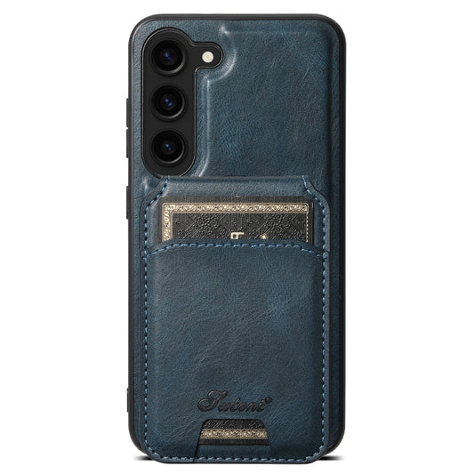 For Samsung Galaxy S23+ 5G Suteni H15 MagSafe Oil Eax Leather Detachable Wallet Back Phone Case(Blue) - Galaxy S23+ 5G Cases by Suteni | Online Shopping South Africa | PMC Jewellery